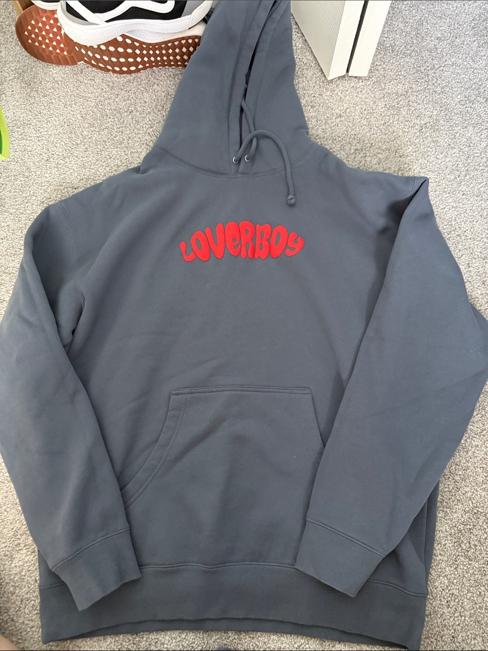 Loverboy Pullover Hoodie with Red Logo